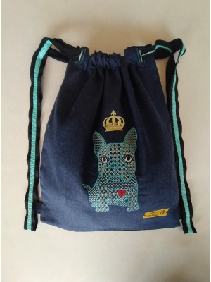 MOCHILA VAQUERA PERRO PUG CORAZÓN PERSONALIZABLE