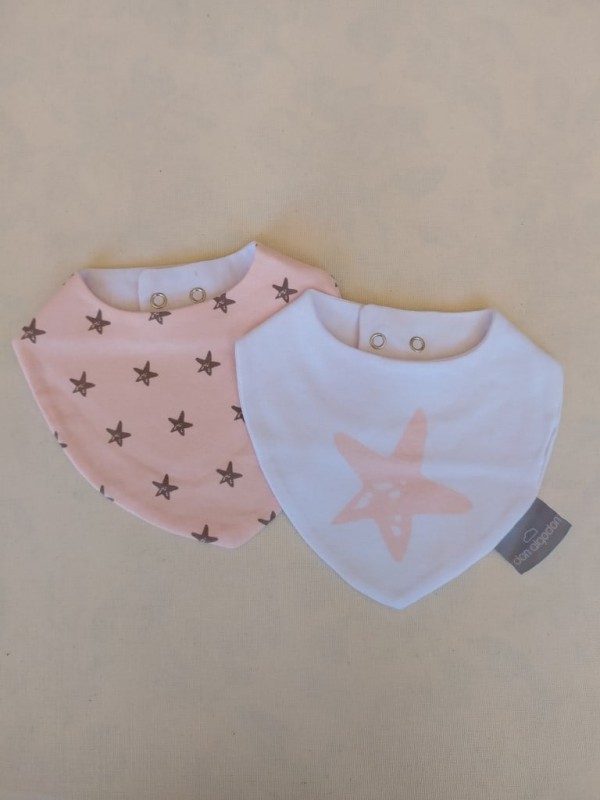 Pack 2 baberos estrellas rosa personalizables con bordado