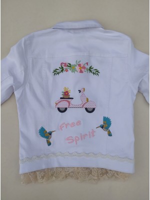 Chaqueta blanca mujer moto vespa free spirit