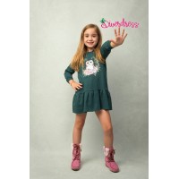 Vestido Hedwig felpa verde buho Diverdress
