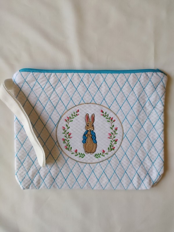 Neceser rabbit azul bordado