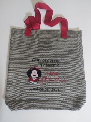 Bolsa bordada Mafalda ponte feliz