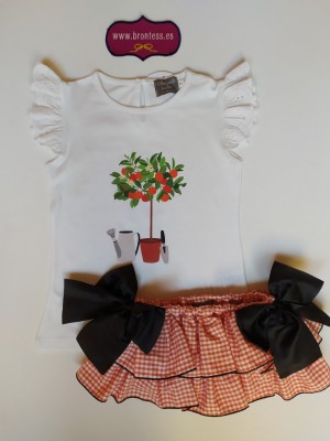 Conjunto camiseta jardín naranjo Mon petit bonbon