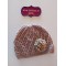 Gorro crochet flor rosa palo
