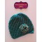 Gorro crochet verde ingles con flor