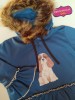 Sudadera niña azulón perro con capucha pelo Mon petit bonbon