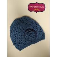 Gorro crochet azul pavo