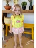 Conjunto camiseta fluor braga falda rayas Mon petit bonbon