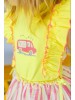 Conjunto camiseta fluor braga falda rayas Mon petit bonbon