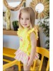 Conjunto camiseta fluor braga falda rayas Mon petit bonbon