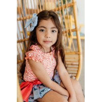 Conjunto camiseta rayas falda ballenas Mon petit bonbon