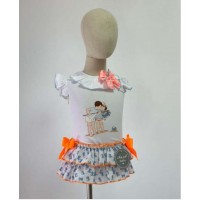 Conjunto camiseta braga falda cangrejos Mon petit bonbon