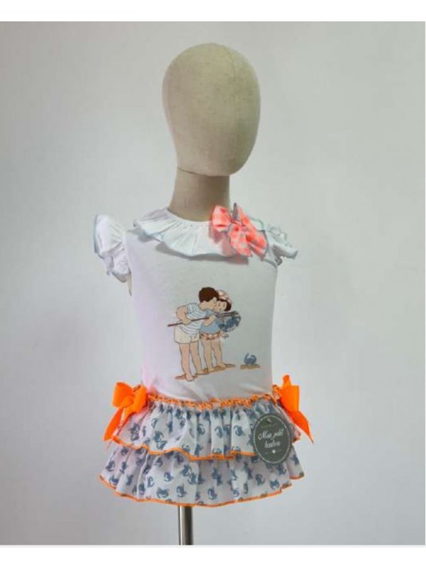 Conjunto camiseta braga falda cangrejos Mon petit bonbon Conjunto camiseta braga falda cangrejos Mon petit bonbon