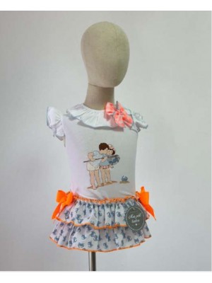 Conjunto camiseta braga falda cangrejos Mon petit bonbon