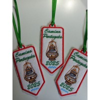 Embroidered botafumeiro patch personalizes path and year