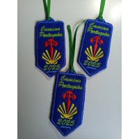 Parche bordado flecha camino Santiago Portugués