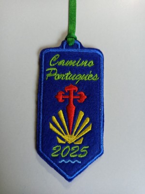 Parche bordado flecha camino Santiago Portugués