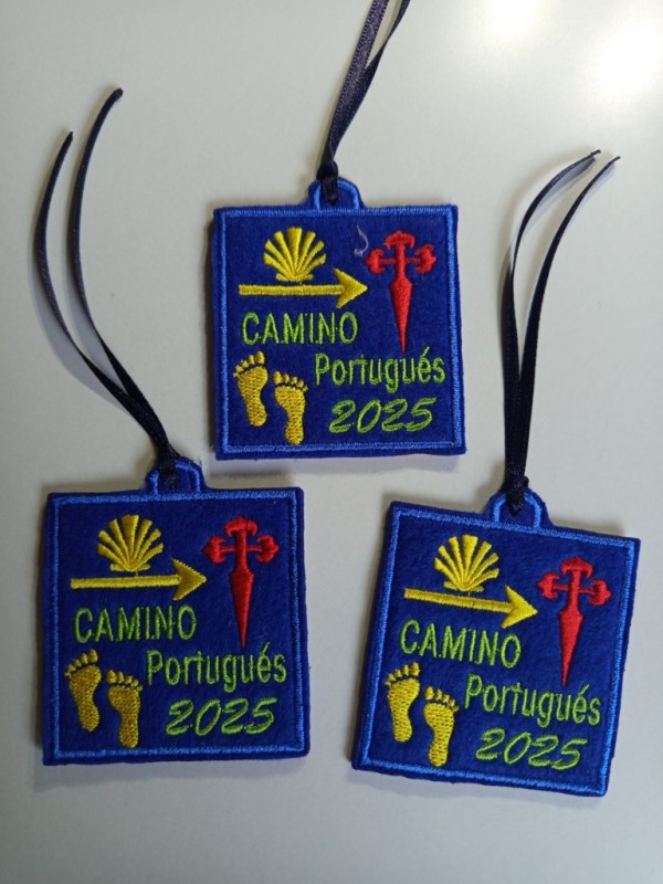 Parche cuadrado pies camino Santiago Portugués Parche cuadrado pies camino Santiago Portugués