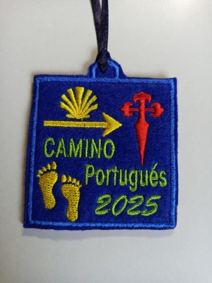 Parche cuadrado pies camino Santiago Portugués