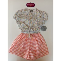 Conjunto blusa corta y short de Mon petit bonbon