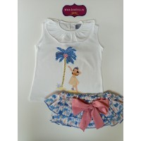 Conjunto camiseta braga falda palmeras Mon petit bonbon