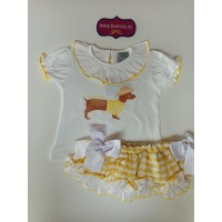 Conjunto camiseta perro salchicha Mon petit bonbon