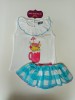 Conjunto camiseta braga falda cuadros turquesa Mon petit bonbon
