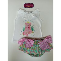Conjunto camiseta braga mariposas leopardo rosa Mon petit bonbon