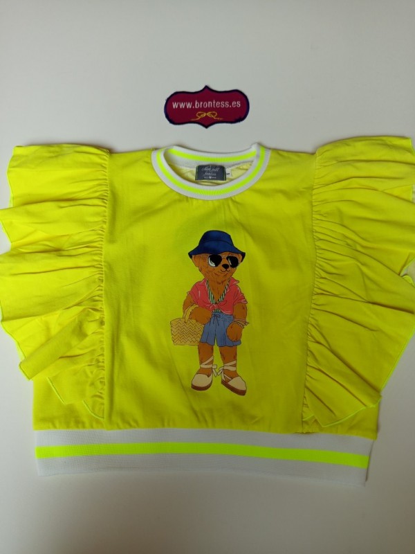Camiseta fluor oso volantes Mon petit bonbon Camiseta fluor oso volantes Mon petit bonbon