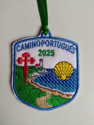 Parche bordado emblema camino de Santiago costa faro