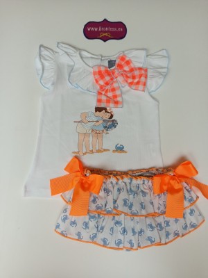 Conjunto camiseta braga falda cangrejos Mon petit bonbon