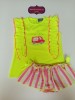 Conjunto camiseta fluor braga falda rayas Mon petit bonbon