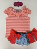 Conjunto camiseta rayas falda ballenas Mon petit bonbon