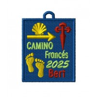 Personalized embroidered patch with the French Way, name and year of the pilgrim