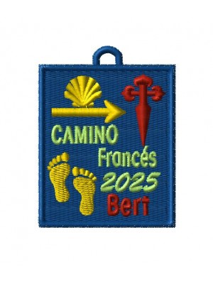Personalized embroidered patch with the French Way, name and year of the pilgrim