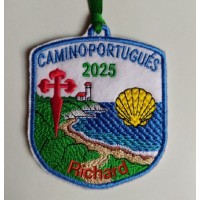 Parche bordado emblema camino de Santiago costa faro con tu nombre y año