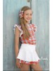 Conjunto Burdeos Noma Fernández blusa y short efecto falda