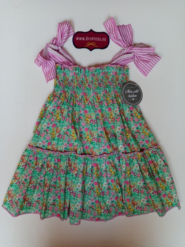 Vestido estampado mariposas Mon petit bonbon tirantes Vestido estampado mariposas Mon petit bonbon tirantes