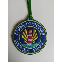 Parche camino portugués costa faro azul con tu nombre y año