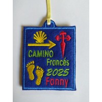 Personalized embroidered patch with the French Way, name and year of the pilgrim