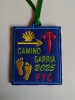 Camino Santiago Sarria patch with your name and year shell arrow