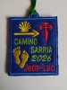 Camino Santiago Sarria patch with your name and year shell arrow