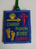Personalized embroidered patch with the French Way, name and year of the pilgrim