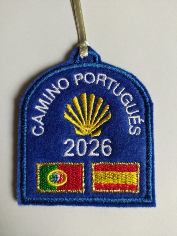 Parche banderas camino Santiago portugués con año personalizado
