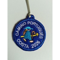 Embroidered patch blue pilgrim Portuguese Way coast with year