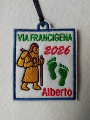 Parche bordado Via Francigena personalizado con nombre y año