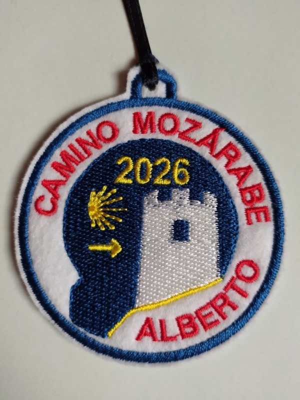 Parche bordado camino Mozárabe personalizado nombre y año