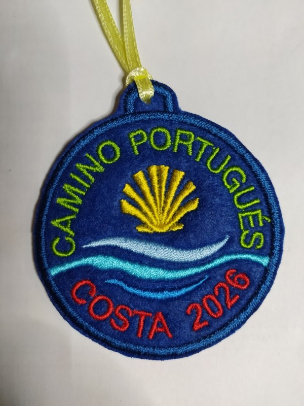 Parche bordado camino Portugués olas con año personalizado