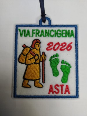 Personalized embroidered Via Francigena patch with name and year