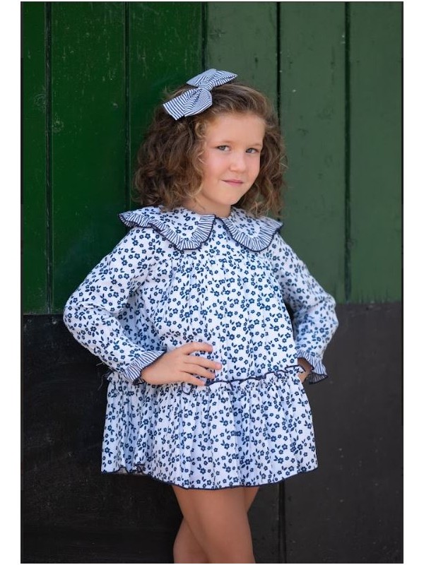 Vestido flores y rayas de Mon petit bonbon